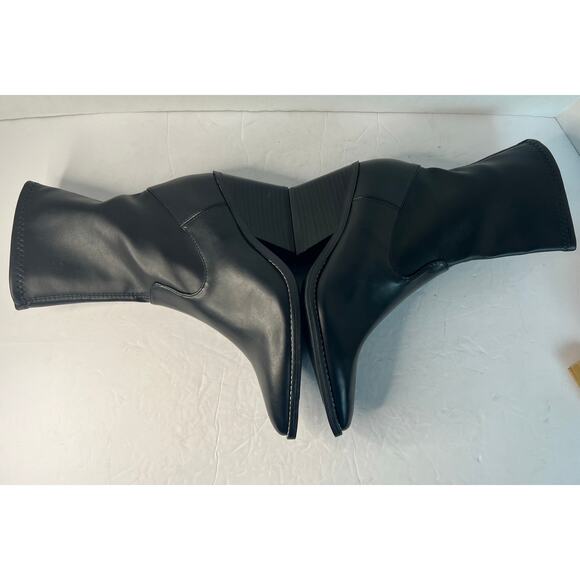 NWOT Universal Thread Aubree Black Vegan Leather Western Mid Calf Zip Boots 7 - Picture 5 of 10